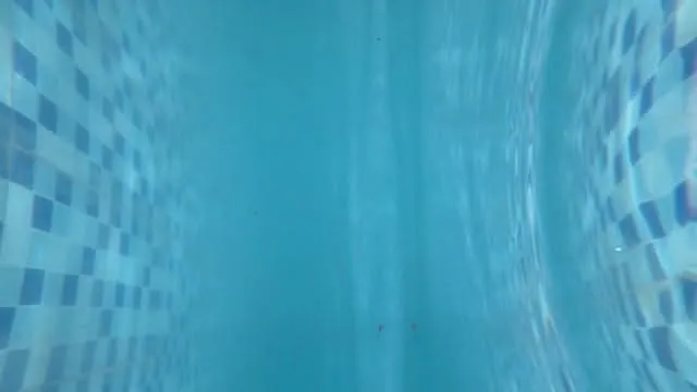 Underwater view of the new pool’s blue tiles
